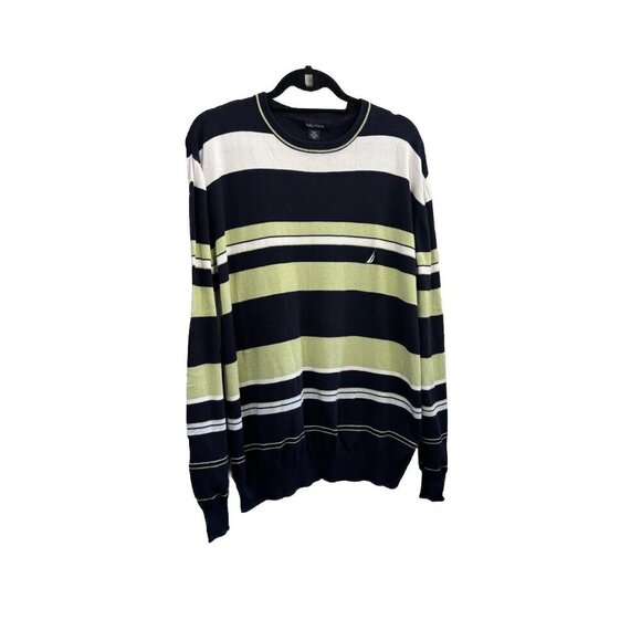 Nautica Vintage Sweater  Striped Mens XL  Crew Neck Preppy - Picture 1 of 10